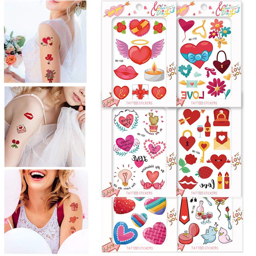 

Поддельные татуировки Love Heart, наклейки для татуировок своими руками, временные татуировки ко Дню святого Валентина, одноразовые наклейки для татуировок