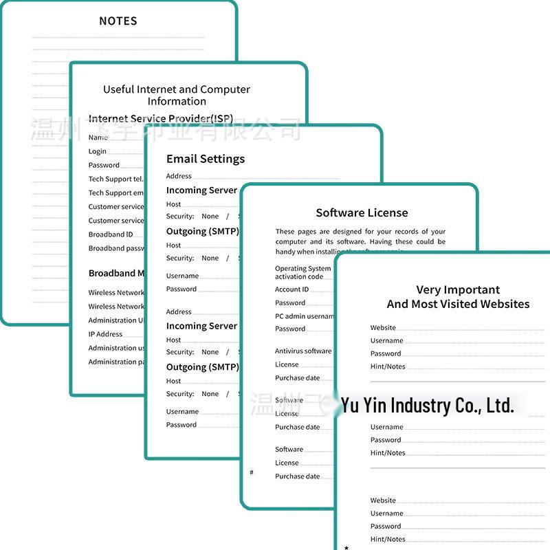 32K English Minimalist Password and Address Book with Cross-border Ribbon