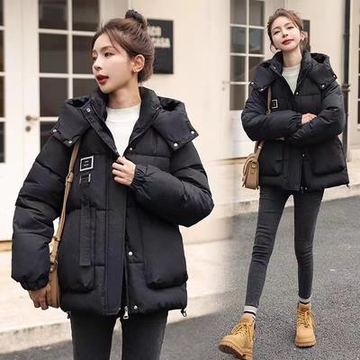 2025 New Style, Cotton Jacket, Women's, Short, Fashionable Loose Fit, Korean Version, Bread Jacket, Hooded, Thick Warm Jacket