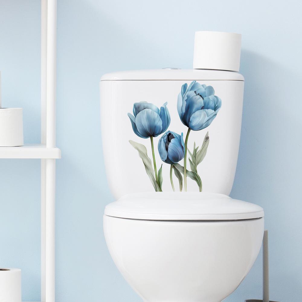 Waterproof Self-Adhesive Floral Toilet and Bathroom Wall Stickers