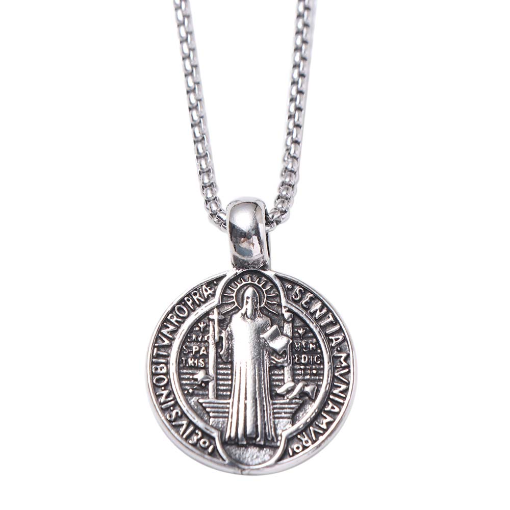 3Pcs Double Sided San Benito Necklace Zinc Zinc Zinc Alloy Religious Pendant Necklace  Hip Hop