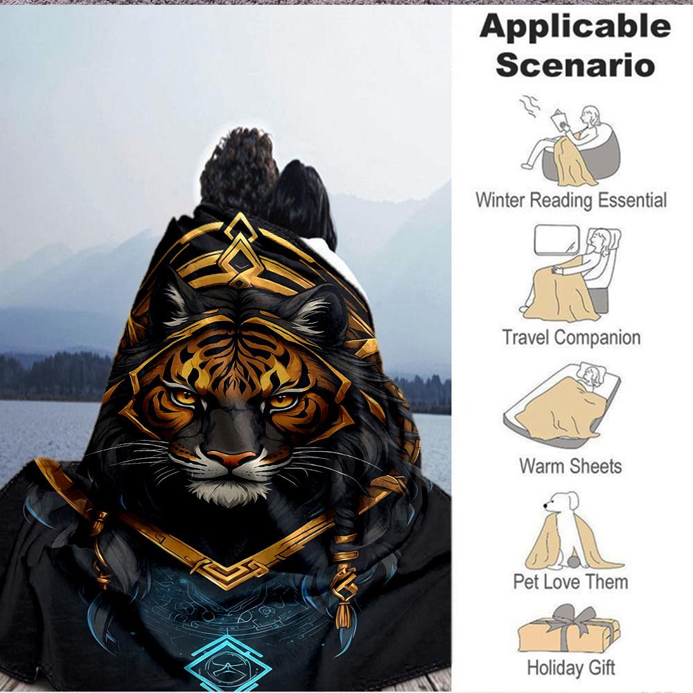 1PC Tiger Head Ornament Blanket - Soft Warm All-Season Throw for Sofa, Bed, Car, Office, Throw For Sofa yy250916110