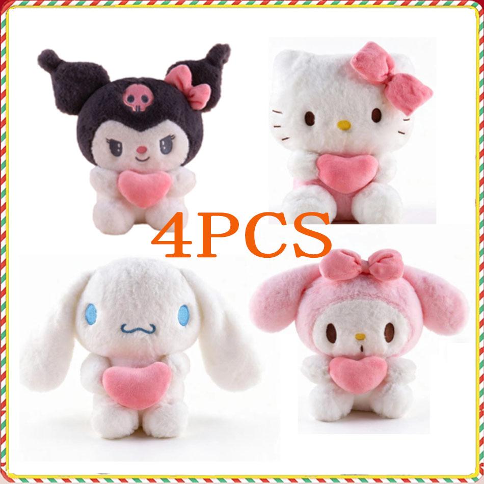 *22Cm Sanrio  Kuromi Pillow Kt Plush Toy Girls Soft Stuffed Animal Toys Heart My Melody Cinnamoroll Stuff Doll Gifts.