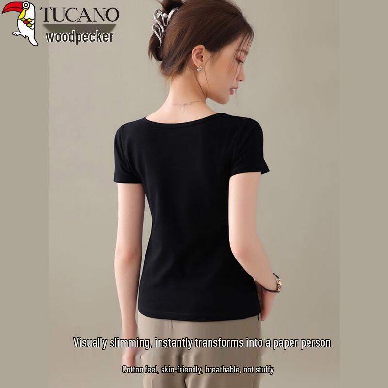 Woodpecker Women's Slim Fit Cotton Round Neck T-shirt