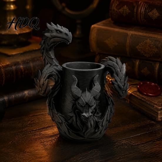 Creative Birthday Gifts for Boys Three-Headed Dragon Pen Holder 3D Printed Fantasy Desk Organizer Unique E-sports Room Accessories Realistic