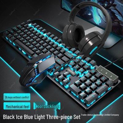 Silent Mechanical-Feel Wired Keyboard & Mouse Gaming Set (3-Piece, Universal for Computers & Laptops)