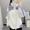 Women 3 In 1 Color Block Ski Jacket Waterproof Detachable Fleece Liner Warm Loose Windbreaker Outer Coat