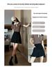 Black High-Waist A-Line Skirt for Women - Autumn 2023, Large Size, with Slit