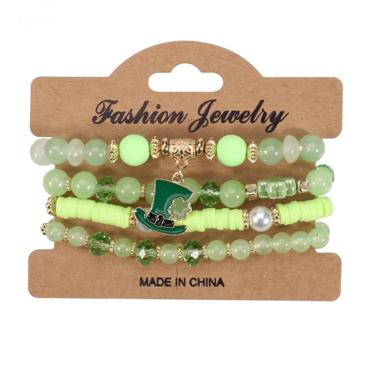 St. Patrick s Day Bracelet for Girls Green Clover Irish Festival Lucky Letter Bracelet Set