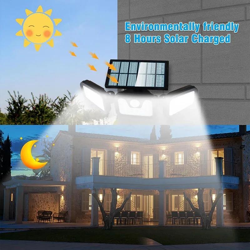 LED Solar Lights Motion Sensor Lights 3 Modes Outdoor Waterproof Sunlight Solar Powered Street Light Wall Lamp Garage Lighting