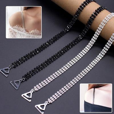 1 par de correas de sujetador sexis con diamantes de imitación para mujer, sujetador elegante con tirantes para hombro, accesorios de correas para ropa interior sin hombros