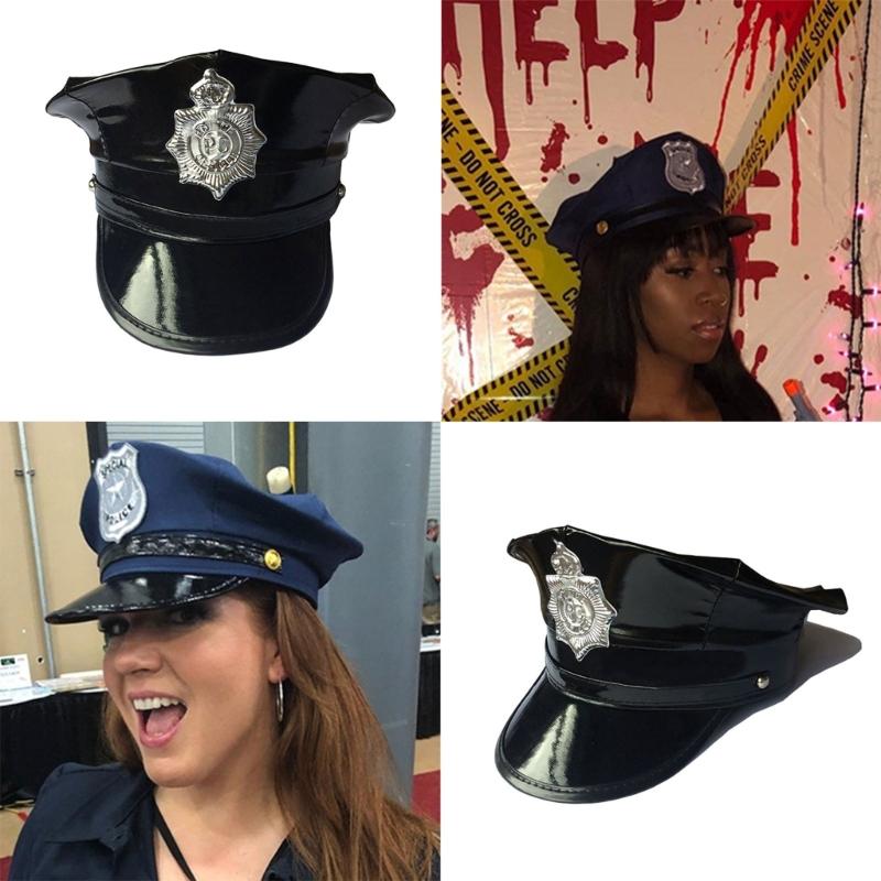 Chapeau de policier pour déguisement d'uniforme, chapeau de gavroche pour femme, accessoire de déguisement pour Halloween.