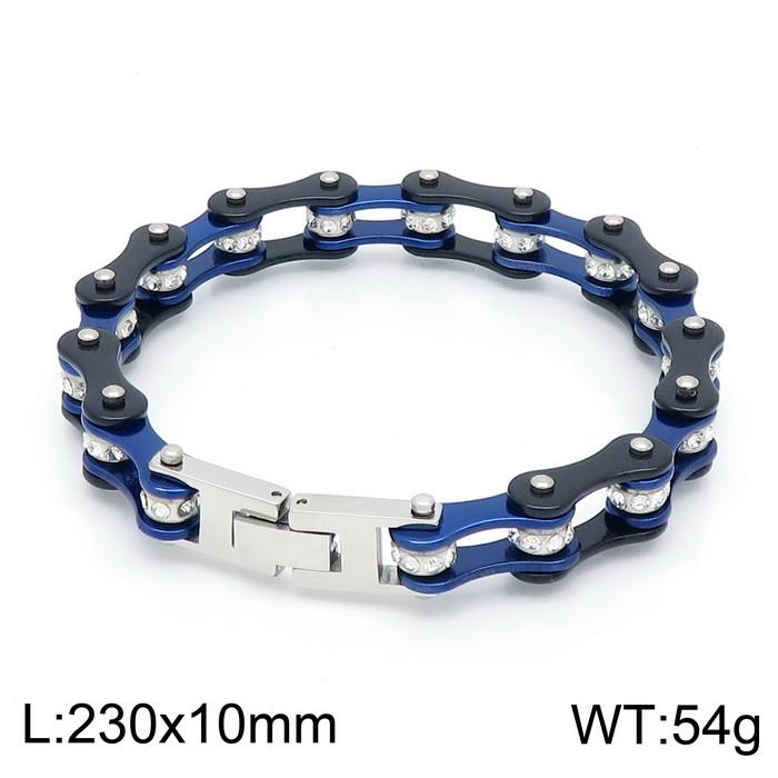 Chunky Stainless Steel Biker Bracelet For Men Women Hip Hop Inlaid Stone Bicycle Chain Bracelet High Quality Party Jewelry Gift