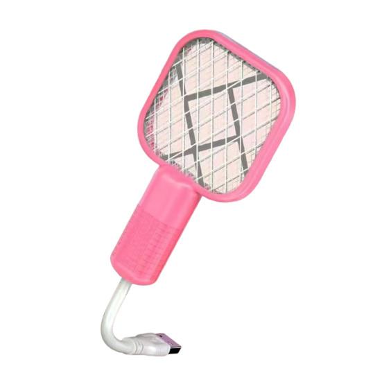 Mini USB Electric Fly Swatter 3000V Portable Travel Lightweight Indoor Outdoor Gnats Trap UV Lamp Automatic Fly Zapper Racket