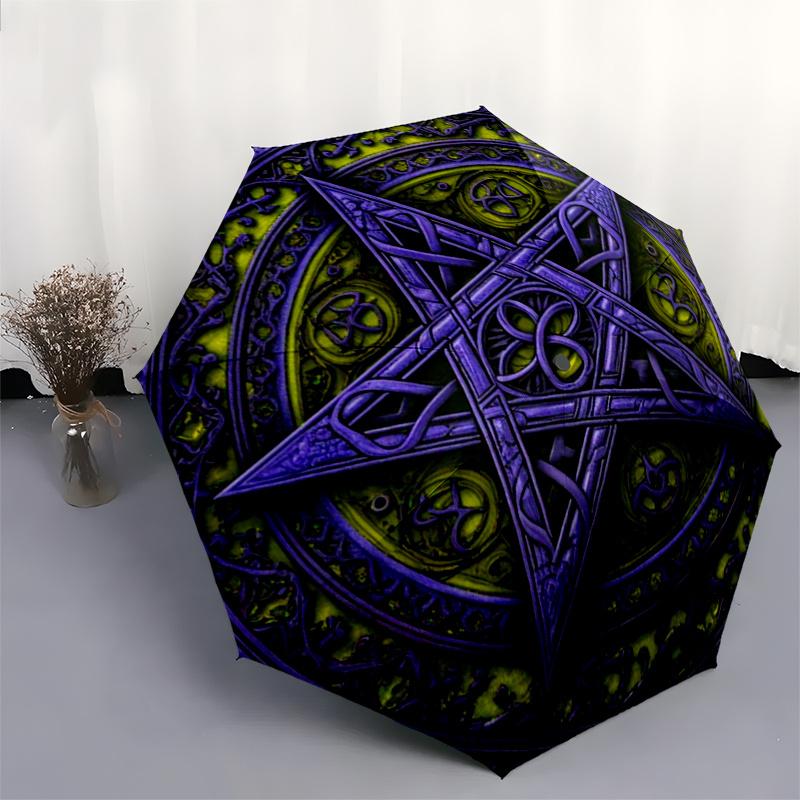 Purple Pentagram Wall Decor: Mystical Art for Your SpaceUmbrella, Portable 3-Fold Umbrella for Men & Women,Christmas Gift ES194
