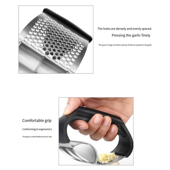 Lis na česnek Nerezový drtič česneku s ergonomickou protiskluzovou rukojetí Kuchyňský snadný nástroj na sekání česneku