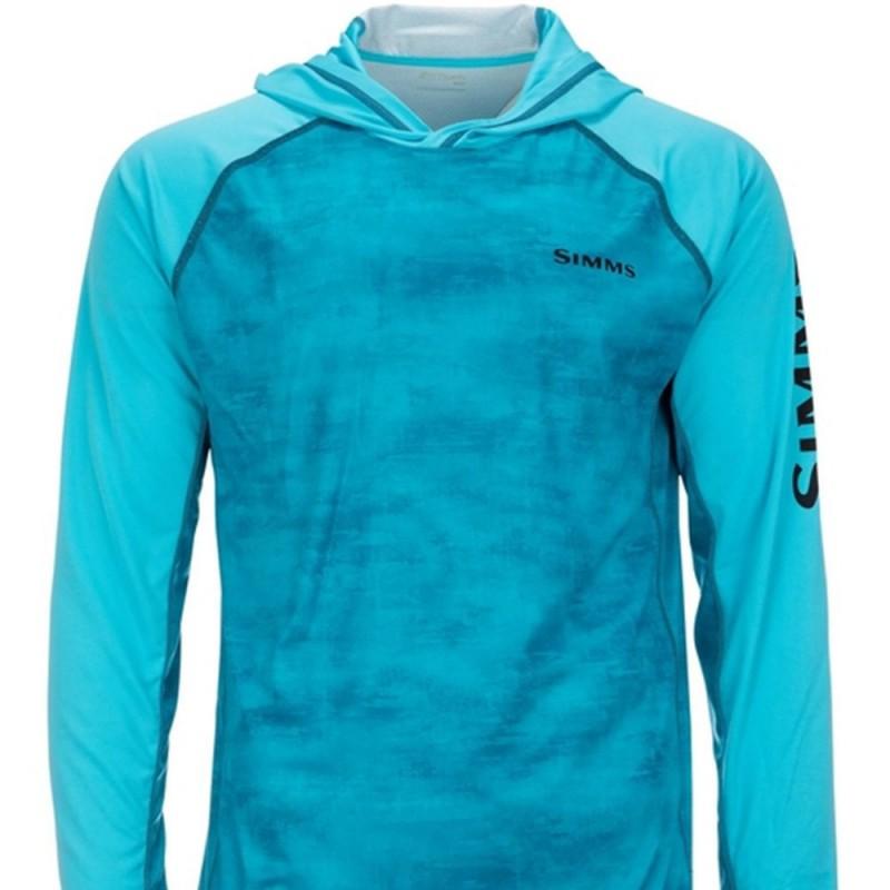 Simms Angler Langarm Kapuzen-Sonnenschutzhemd Herren Outdoor Angeln UV-beständig Schnelltrocknendes Oberteil