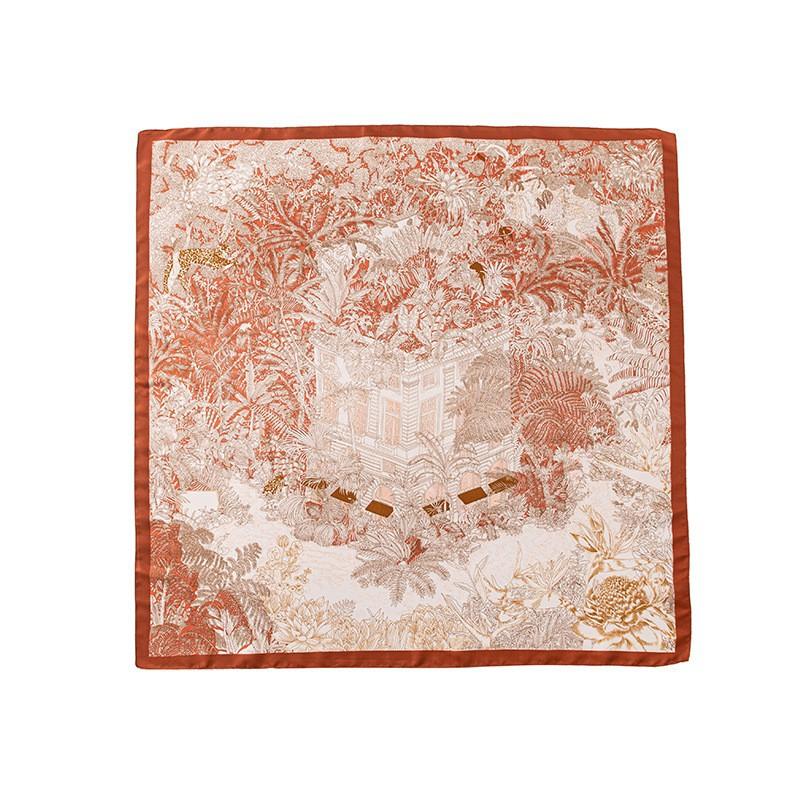 Retro-Print-kleines quadratisches Tuch, elegantes und modisches Imitation-Seidentuch, hochwertig vielseitiges Temperament Pendler professionelles Tuch