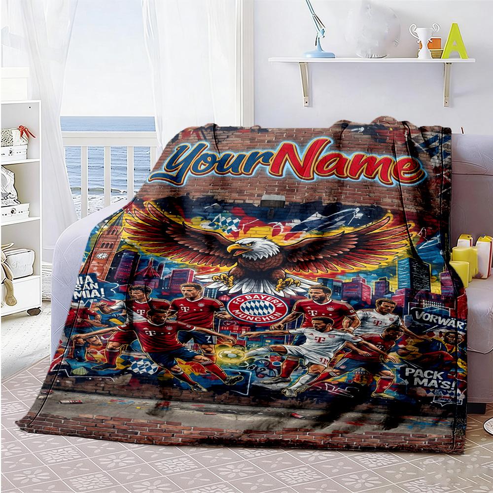 Bayern Munich Personalized Text Blanket Lightweight Customizable Blanket Warmthful Decor Perfect for Seaside Home Decor Chair Bedding for All Occasion