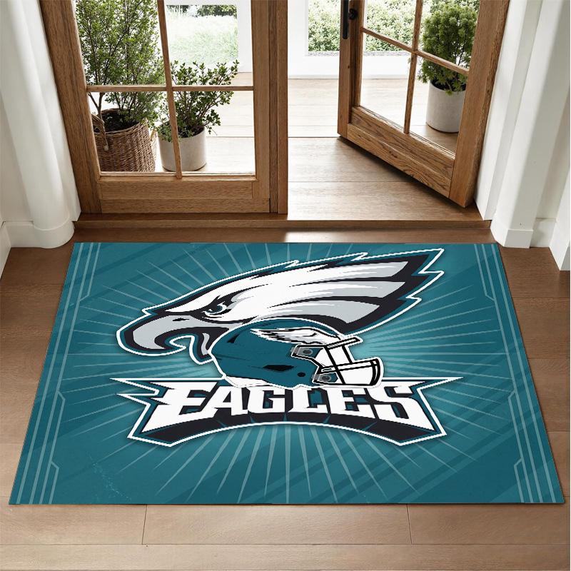 Philadelphia Eagles Design Crystal Velvet Rug Soft Decorative Mat for Bedroom Entrance