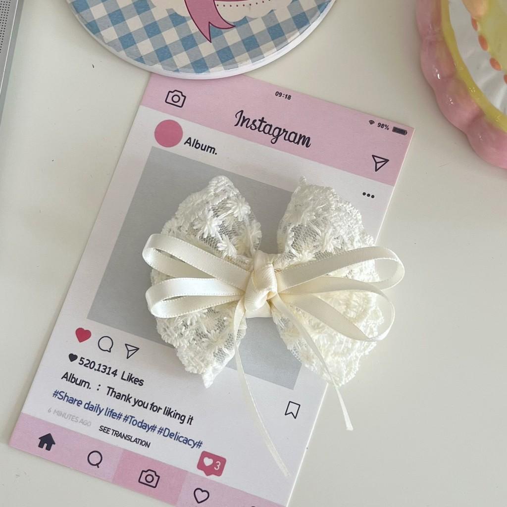 Lace Bow Hair Clip Women Sweet Versatile Duckbill Clip Fashion Simple Hair Accessories