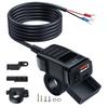 Motorbike Motorcycle Charger Socket Waterproof Power Adapter with Switch Voltmeter Voltage Display PD QC3.0 Fast Charger