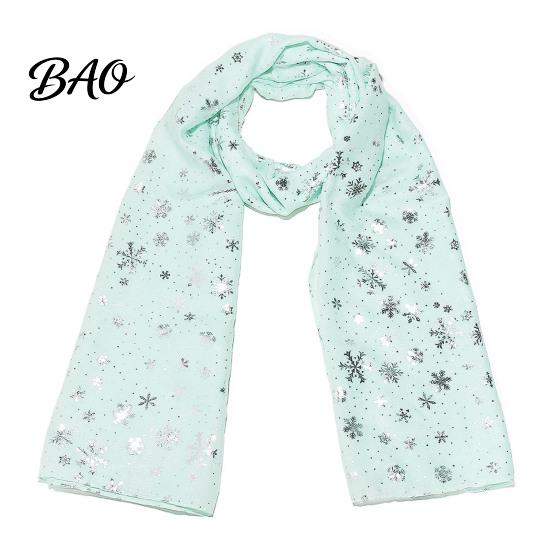 Silver Snowflake Pattern Wrap Glitter Sparkly Foil Print Scarf for Women, Christmas Winter Holiday Theme Shawl Wrap, Fall Lightweight Soft Warm