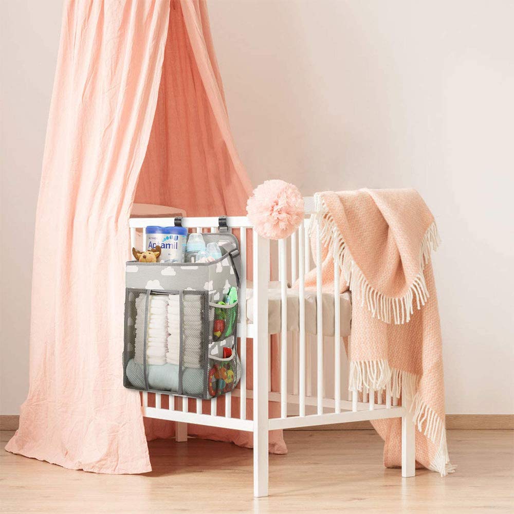 crib storage hanging diaper baby accessories storage large baby shower gift Multi-functional bag, bag, storage, case, foldable, capacity, [miniGray]