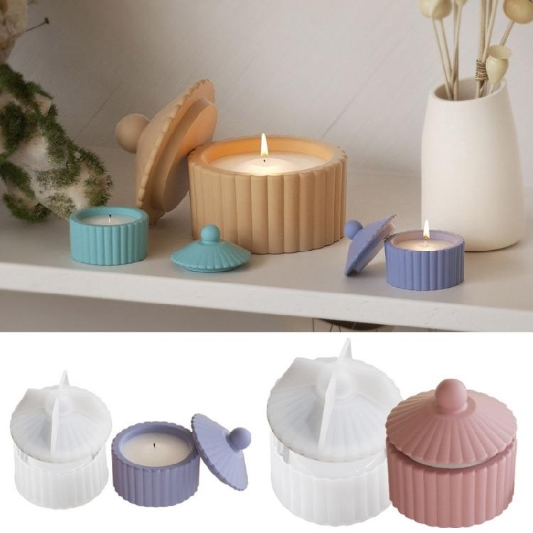 Silicone Mold Stripe Pattern Candle Jar Craft Making DIYs Concrete Storage Box