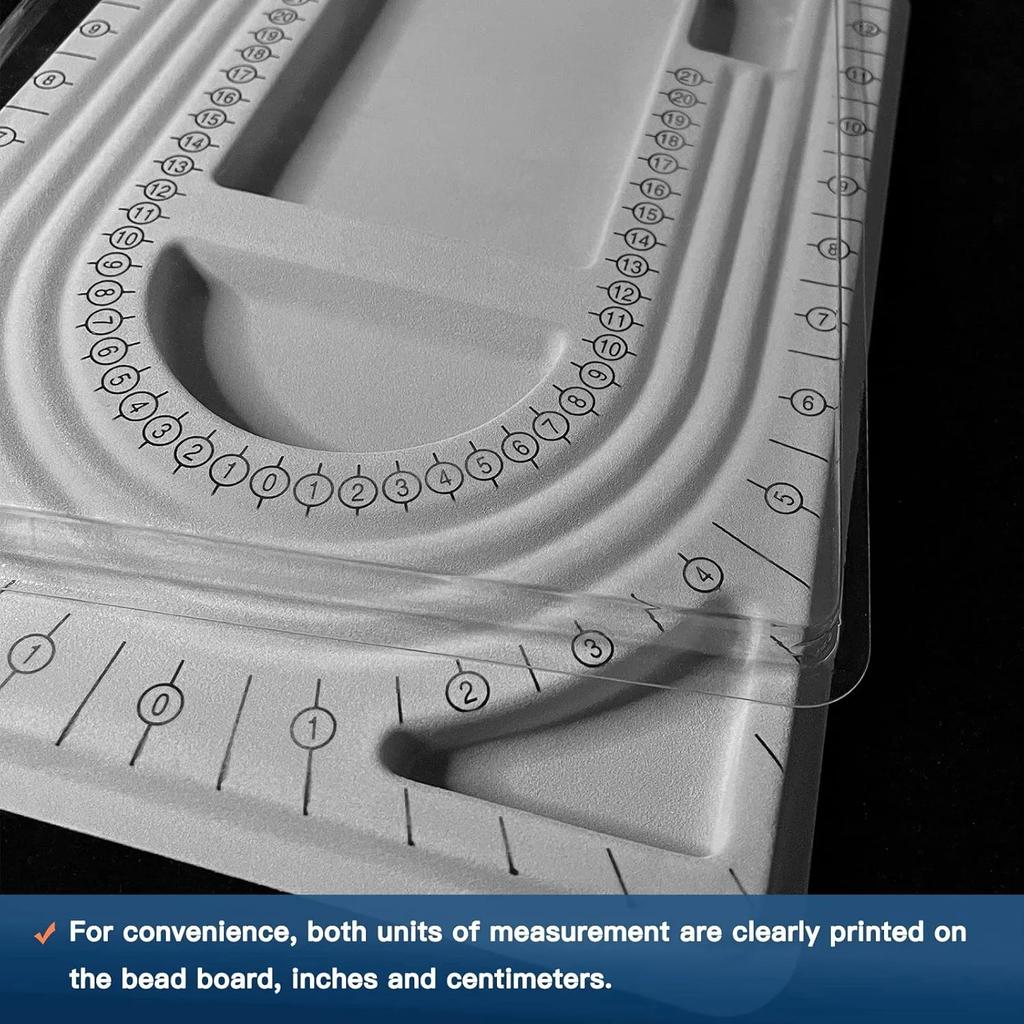 Design Boards for Jewelry Bracelet Necklace Making DIY Grey Bead Board with Clear Cover and 3 U-Shaped Channels