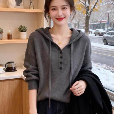 ZOSOUL Korean-Style Hooded Knitted Sweater