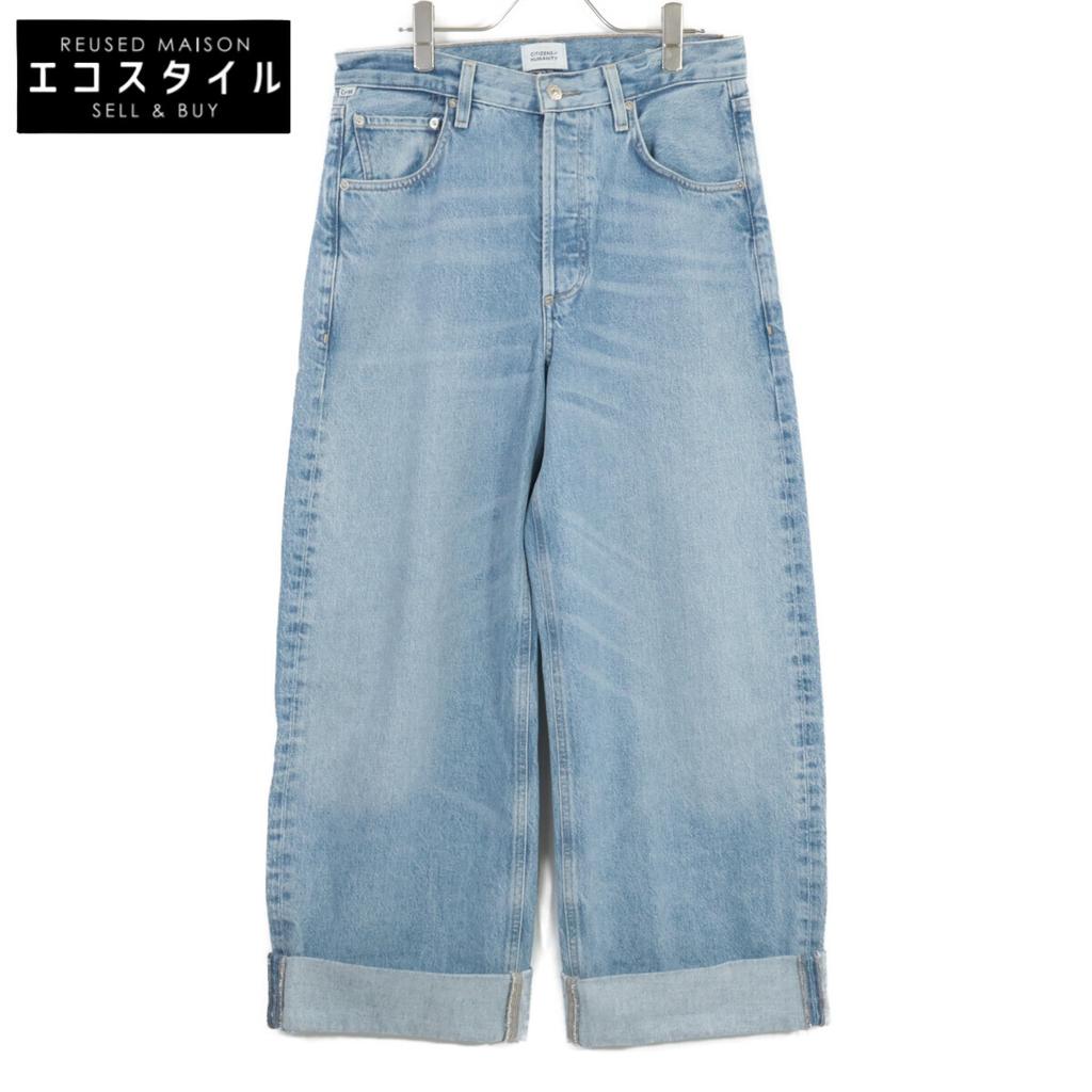 Citizens of humanity 2053B-3041 AYLA Blue Cotton Baggy Cuff Crop Denim Pants Bottoms 27 blueUsed
