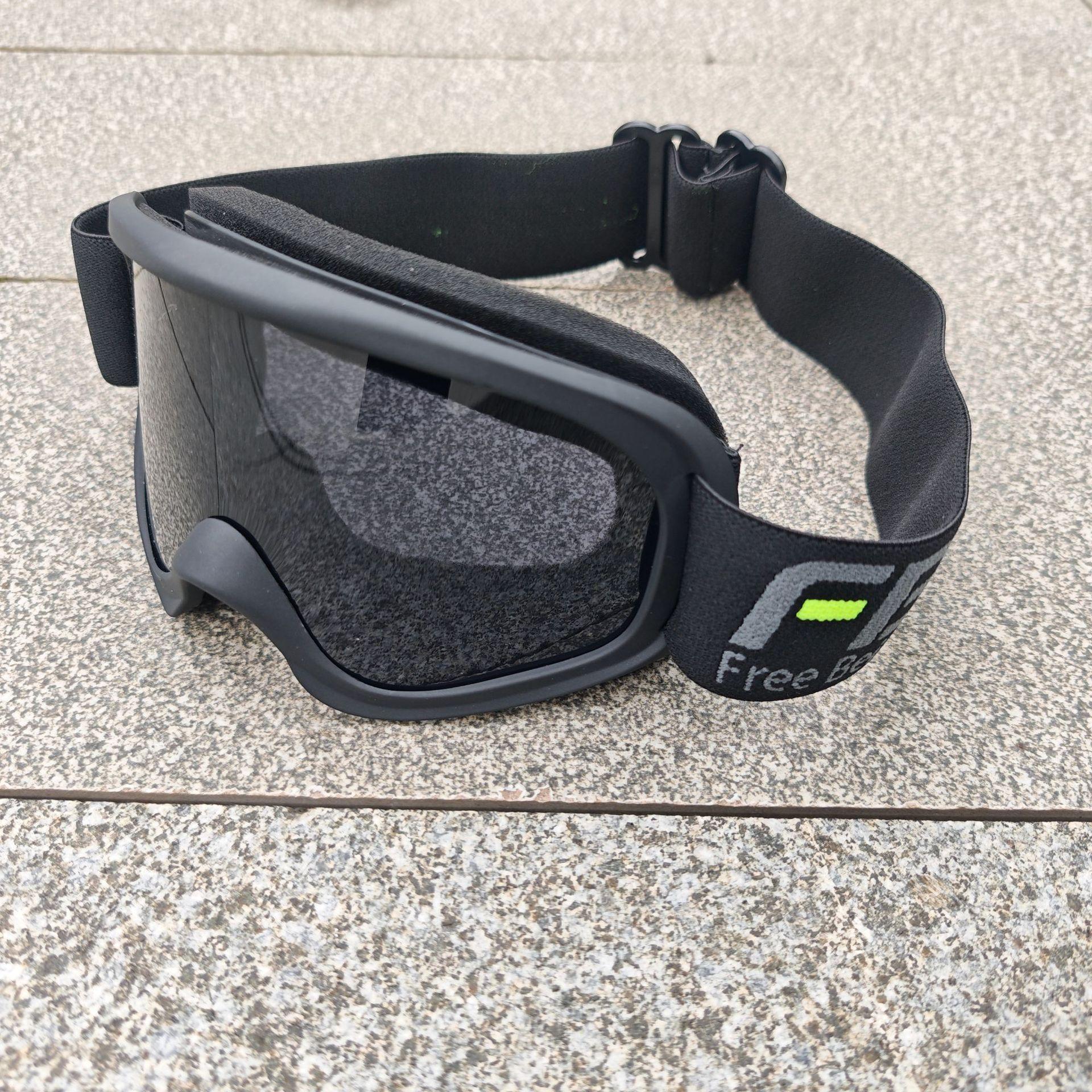

Best-selling overseas ski and motorcycle goggles for men and women, outdoor sports glasses for mountain climbing and cycling Black Frame Black Film FB