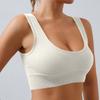 Women’s Ribbed Seamless Sports Bra Scoop Neck Wireless Stretchy Fitness Crop Top for Yoga Pilates Gym Workout