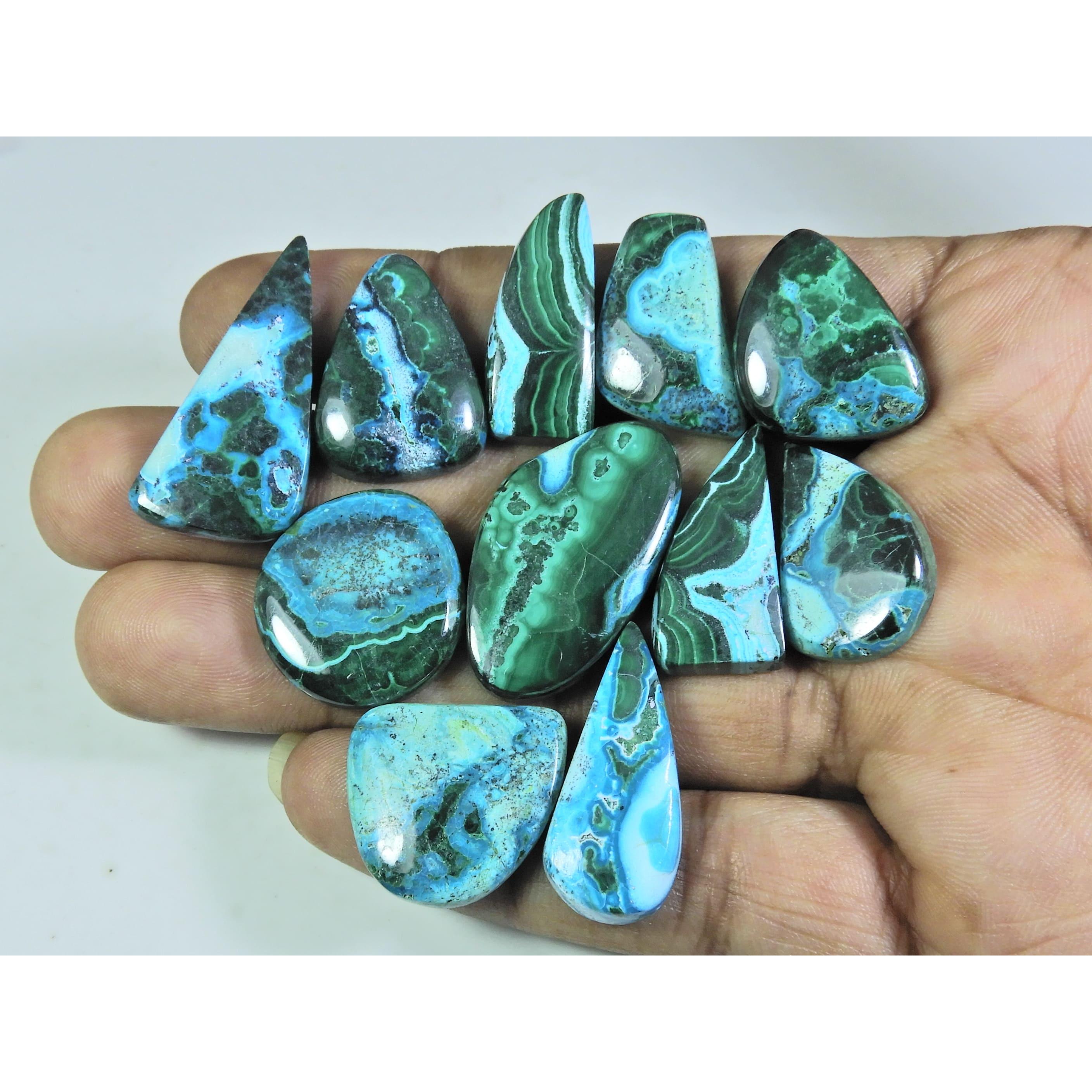 

16X22-17X31MM Natural Chrysocolla Malachite Fancy Cabochon Gemstone 11PcsLot C-145