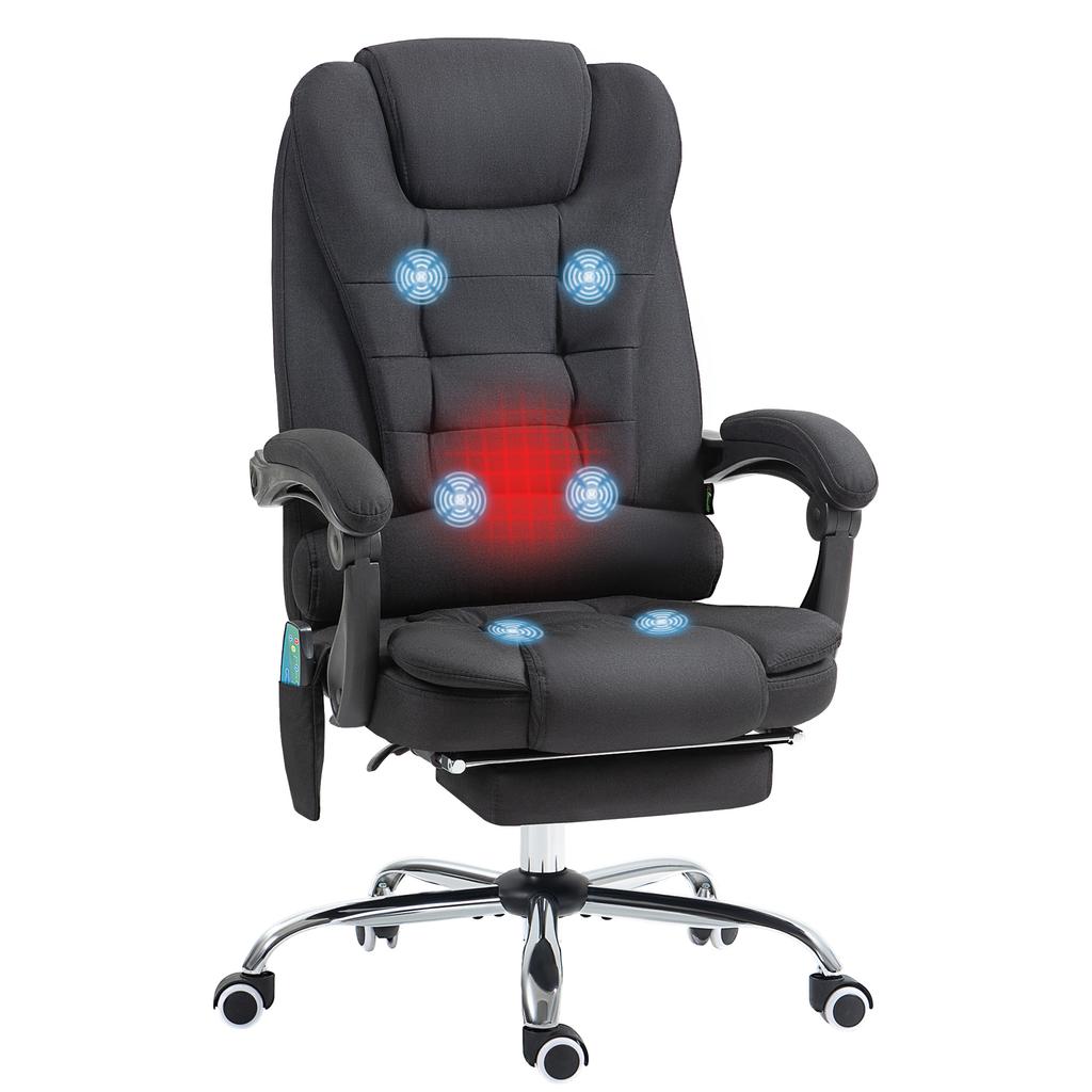 Office Chair with Massage Function, Ergonomic Desk Chair with Reclining & Heat Function, Height-Adjustable, Black