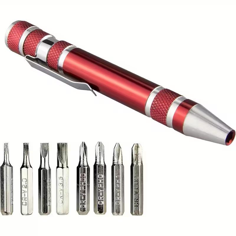 8-in-1 Aluminum Alloy Screwdriver Pen - Changeable Bits For Easy Repairs & Disassembly
