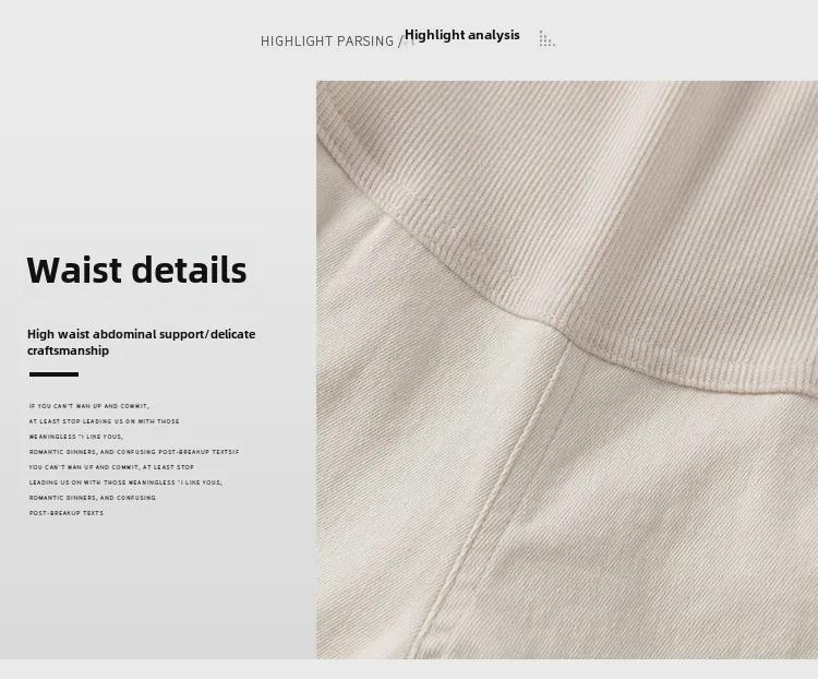 Blugi albi ocazional de maternitate - Suport pentru burtă de toamnă și jambiere largi pentru mămici