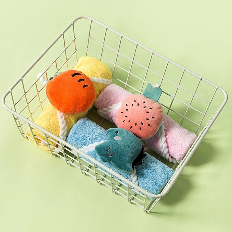 Cute and Fun Hanging Coral Fleece Baby Hand Towel Children's Water-absorbing and Quick-drying Cartoon Square Towel