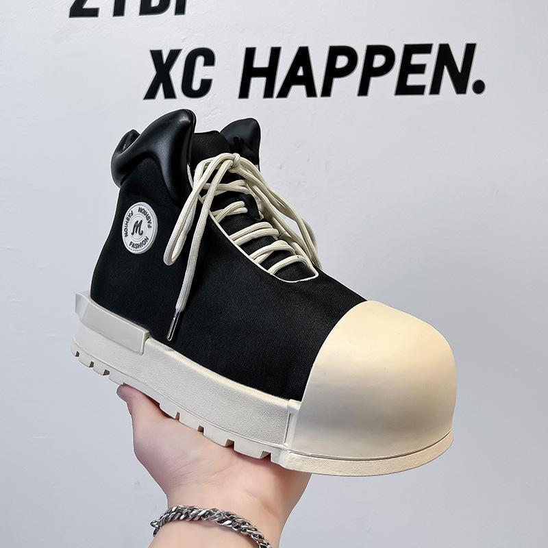 Trendy Mickey big head high top men and women niche black platform ugly cute board shoes couple 7230-6230-A