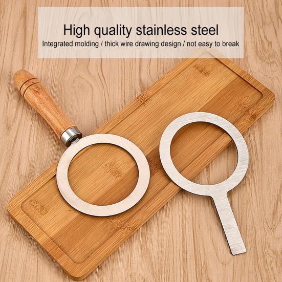 Edelstahl-Backbecherring mit hitzebeständigem Holzgriff, Milchteebecher-Abdeckung, Randdichtung für Dessert, Bubble Tea, geröstete Milch, DIY-Herstellung