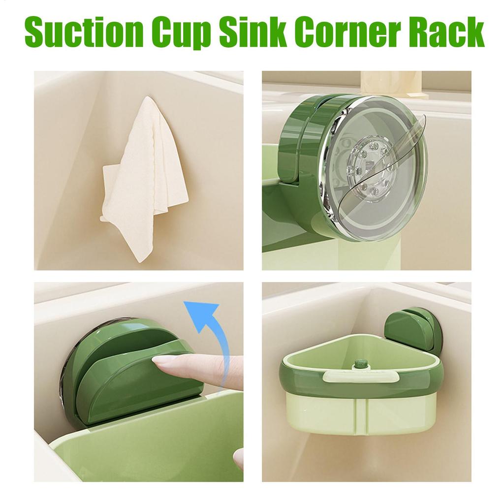 Suction Cup Sink Corner Rack Strainer Quick-Drain Self-Cleaning Sink Strainer Basket Food Waste Catcher for Kitchen Sink