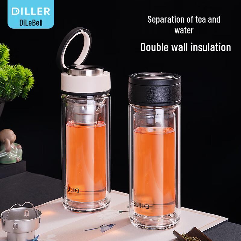 Dilebell Double Wall Glass Tea Infuser Bottle