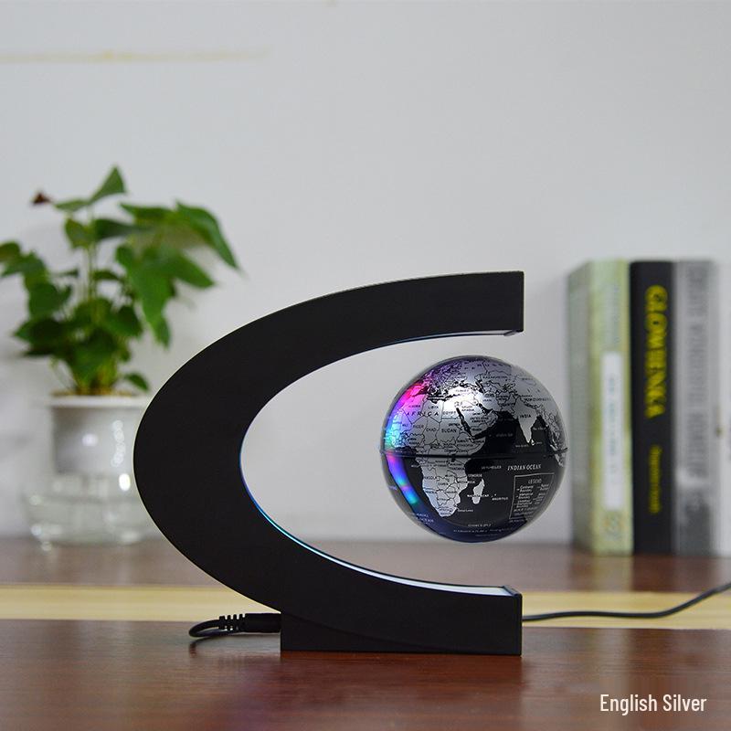 Russian-Style Rotating Magnetic Levitation Earth Lamp - Tech-Inspired Office Decoration