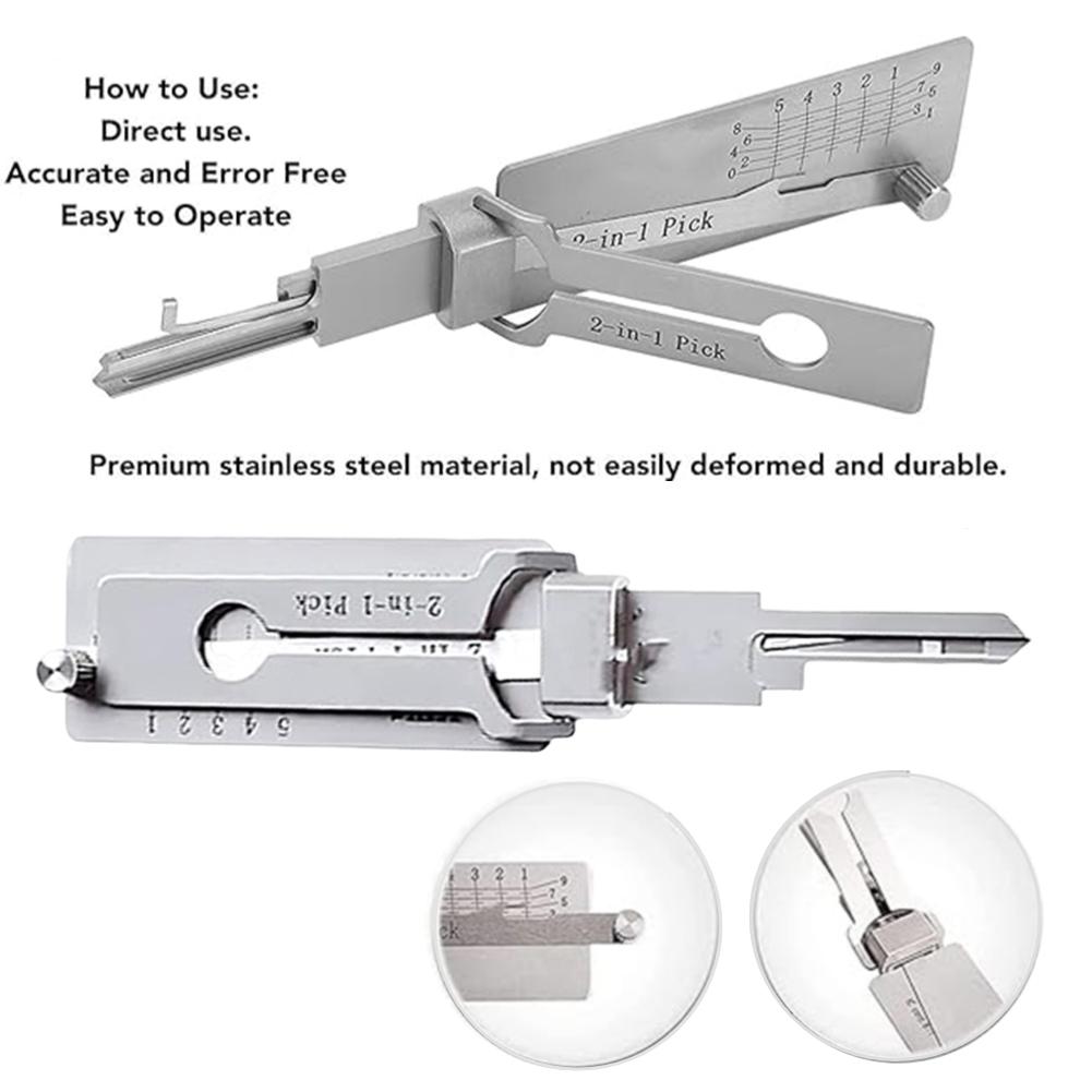 SS001 Nøkkeldekoder Rustfritt Stål Låsnøkkel Presisjon Krok Plukkesett Vedlikeholdsreparasjonsverktøy Låse opp Ingeniørkunst Multifunksjon