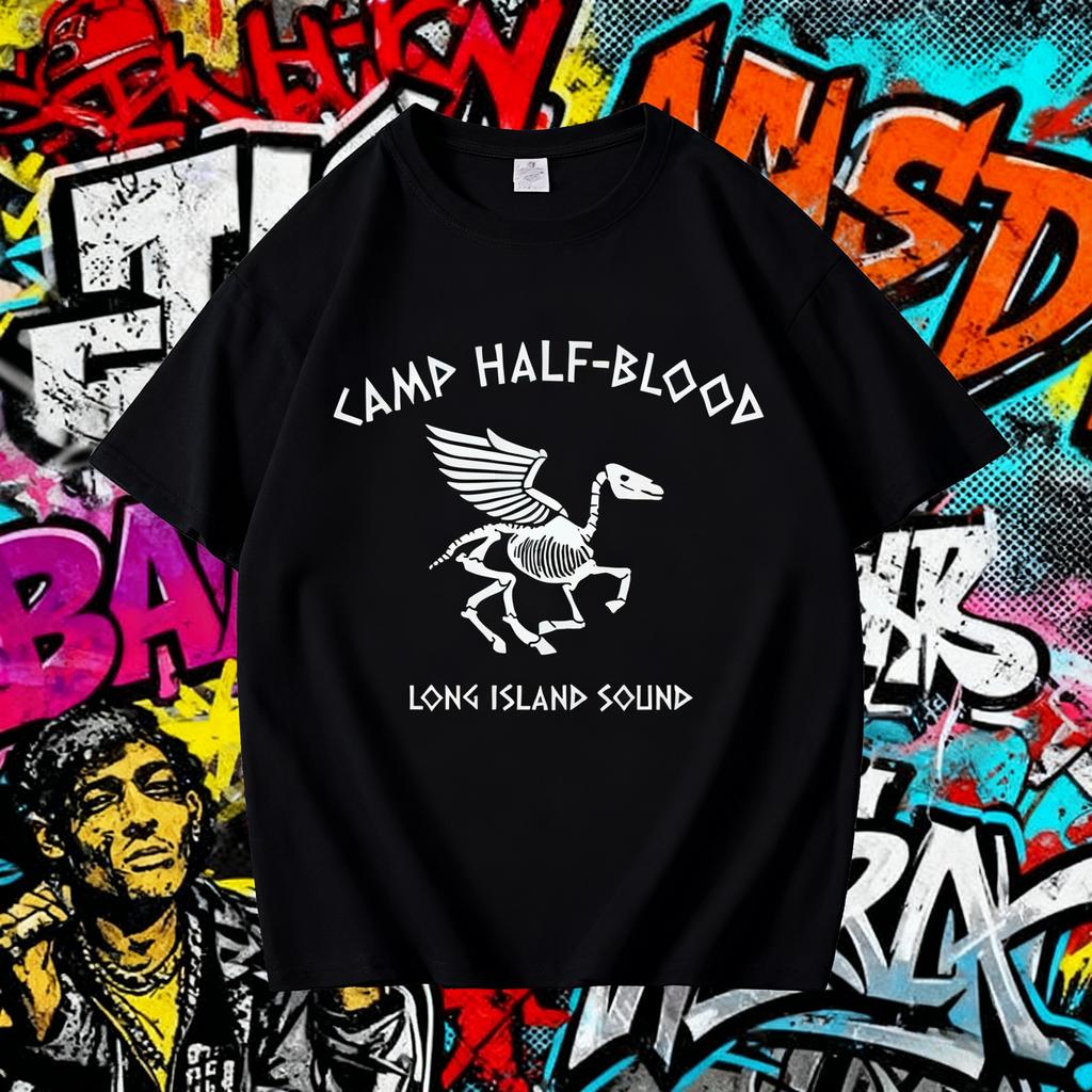 2025 Summe Camp HalfBlood Long Island Sound Skull Percy Jackson TShirt Women Vintage Casual 100 Pure Cotton Printed Tshirt