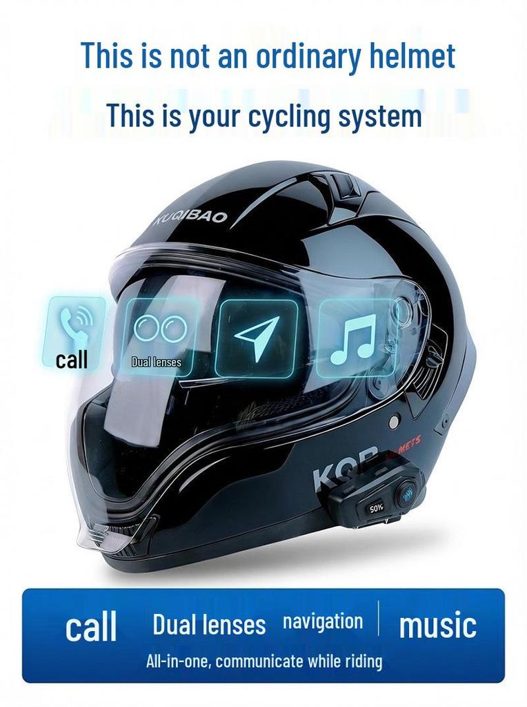 Cool Rider Bluetooth Full Face Motorcycle Helmet: Safe, Long Battery Life, Built-in Earphones, Wide View for Navigation
