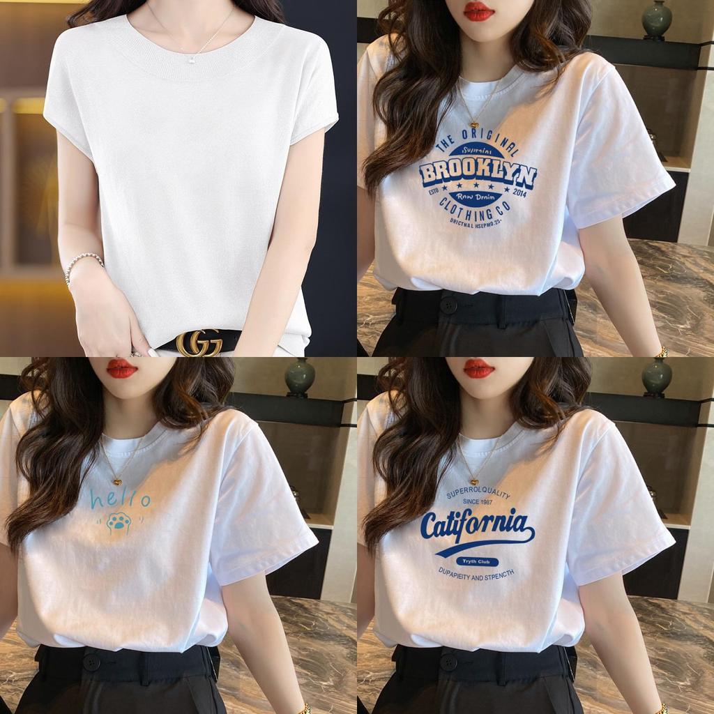 Casual White Cotton T Shirt With 3d Print For Spring Summer Daily Wear