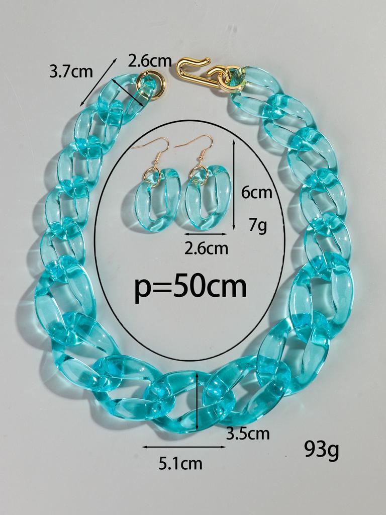 Trendy Acrylic Big Chunky Chain Necklace Set for Women Man Statement Colorful Resin Link Earring Choker Exaggerated Jewelry Gift
