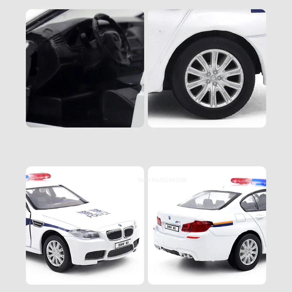 1:36 Scale BMW M5 Ford Mustang Volkswagen T-ROC Police Car Model Toy Alloy Diecast Doors Opened Vehicles for Models Boy's Gifts